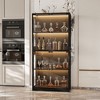 Famapy 31.5"x65" Tempered Glass Curio Cabinet with Motion Sensor Lights 4-Door Tall Black Display Case Bookcase Bookshelf Sideboard Pantry - 2 of 4