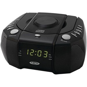 Jensen JCR-310 AM/FM Stereo Dual Alarm Clock Radio with Top Loading CD Player, Digital Tuner and Aux Input, Black - 1 of 1