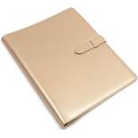 Paper Junkie Metallic Gold Faux Leather Padfolio Portfolio Folder with 3 Ring Binder & Pockets 13.2 x 10.8 In