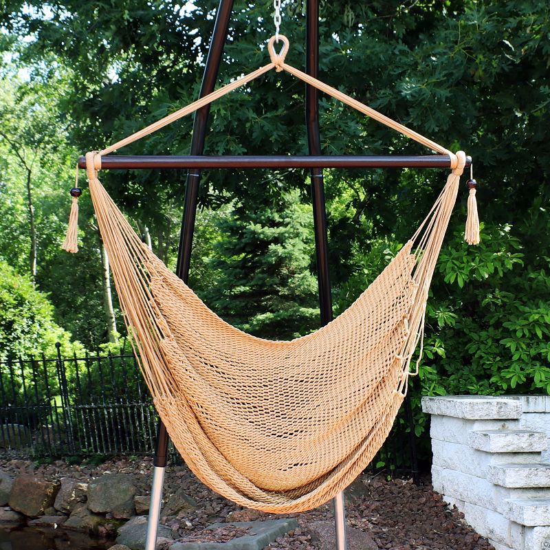 Sunnydaze Caribbean Style Extra Large Hanging Rope Hammock Chair Swing for Backyard and Patio, 3 of 13