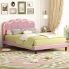 NicBex Twin/Full Wood Platform Bed Frame with Elegant Shell-Shaped Headboard,Velvet Upholstered Bed Frame with LED Lights,Easy Assembly,Pink - 2 of 4