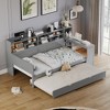 FURNIinspire Beds Wooden Full Size Daybed with Storage Drawers Shelves and Study Desk for Bedroom or Study, Gray, 91.3"*49.9"*44.9" - 4 of 4