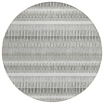 Ivory Gray And Taupe Striped Washable Indoor Outdoor Area Rug