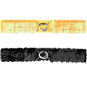 Allegra K Women's Halloween Skinny Stretchy Waist Belts Sequins Decor Slim Elastic Belts 2 Pcs - 1 of 4