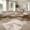 9x12 Camel Area Rug, Machine Washable Modern Abstract Carpet, Non-Slip, Stain-Resistant, Easy-Clean, Low Pile for Living Room Bedroom - 3 of 4