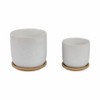 Sagebrook Home 2pc Funky Face Ceramic Planter Pots with Saucers: Weather-Resistant, Hand-Painted - 4 of 4