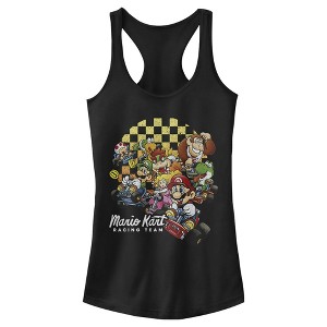 Juniors Womens Nintendo Mario Kart Cast Collage Racerback Tank Top - 1 of 4