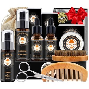 XIKEZAN Beard Kit for Men Grooming with Conditioner Wash Oil Balm Brush Comb Gift for Dad Husband Boyfriend - 1 of 4