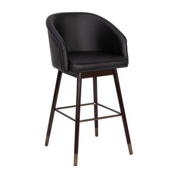 Flash Furniture Margo Commercial Grade Mid-Back Modern Barstool with Beechwood Legs and Curved Back