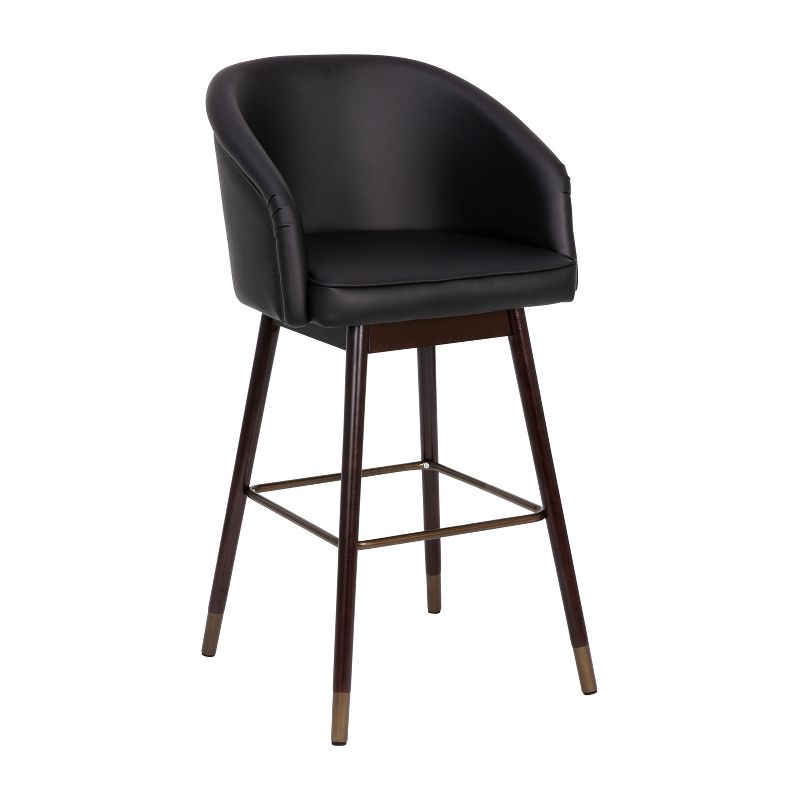 Flash Furniture Margo Commercial Grade Mid-Back Modern Barstool with Beechwood Legs and Curved Back, 1 of 12