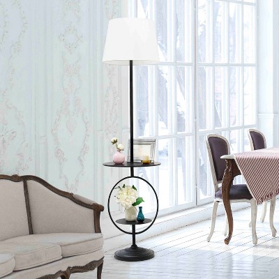 Minimalist Black Dual-Shelf Decorative Floor Lamp