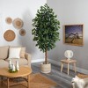 Nearly Natural 8-ft Ficus Artificial Tree with Handmade Natural Cotton Multicolored Woven Planter - 4 of 4
