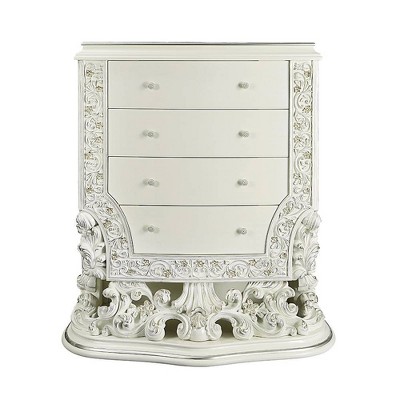 Adara 52" Antique White Floral-Embellished Storage Chest