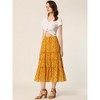 INSPIRE CHIC Women's Floral Elastic Waist Tiered Ruffle Boho Midi Skirts - 2 of 4