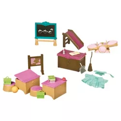 Li'l Woodzeez Miniature Furniture Playset 20pc - Classroom & Playground Set