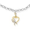 Haus of Brilliance 10K Yellow Gold 1/10 Cttw Diamond Ribbon Heart Charm with Silver Rolo Bracelet - 3 of 4