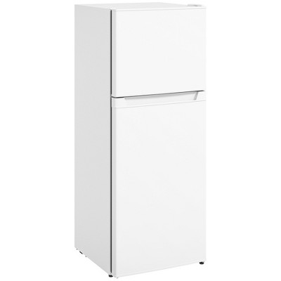 HOMCOM Small Fridge with Freezer, 4 Cu Ft Refrigerator with Reversible Doors and Adjustable Thermostat, Small Freezer, White