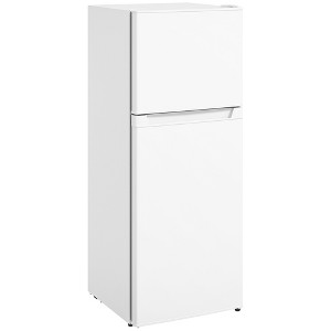 HOMCOM Small Fridge with Freezer, 4 Cu Ft Refrigerator with Reversible Doors and Adjustable Thermostat, Small Freezer, White - 1 of 4