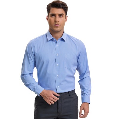 INSPIRE CHIC Men's Long Sleeved Button Down Checked Dress Shirts