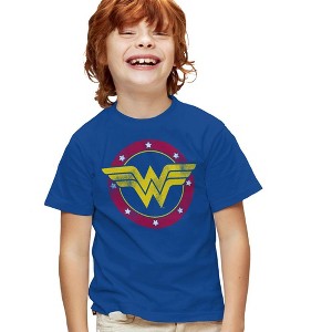 Boys' Short Sleeve Justice League Wonder Woman Circle Logo T-Shirt - 1 of 4