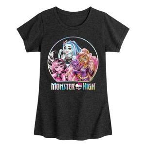 Girls' - Mattel - Draculaura Frankie Clawdeen Holographic Logo Fitted Short Sleeve Graphic T-Shirt - 1 of 4