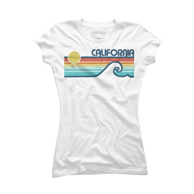 Junior's Design By Humans California Retro Sunset By LuckyU T-Shirt