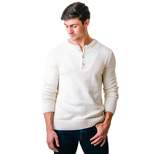 Hope & Henry Mens' Organic Cotton Long Sleeve Henley Sweater with Rib Knit Details