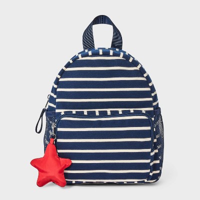 Girls' 10.72" Striped Mini Backpack - art class™ White/Navy Blue