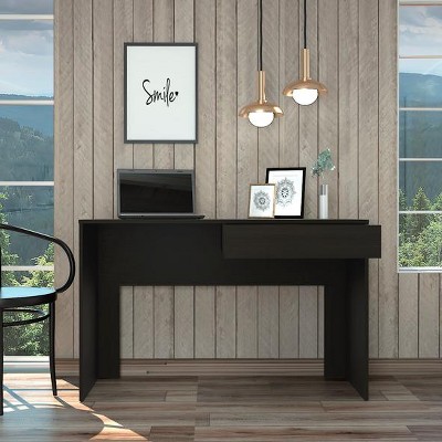 Vynxaria Modern Black Wengue 1-Drawer Computer Desk Sleek Design with Storage for Home Office Laptop Work