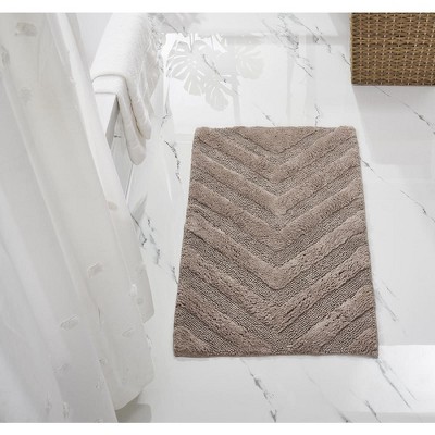 Hugo Bath Rug 100% Premium Cotton Tufted Chevron & Solid Pattern Bathmats for Bathroom, Soft Absorbent Machine Washable Floor Bathmat