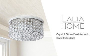 Elegant Crystal and Bronze 12" Flush Mount Ceiling Fixture