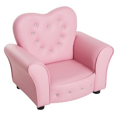 Qaba Tufted Upholstered Sofa Chair for Kids Princess Couch Furniture for Preschool Child - Pink