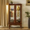 VYNXARIA Classic Cherry Curio Cabinet with Adjustable Shelves and Mirrored Back - 2 of 4
