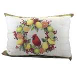 Home Decor 12.5" Holiday Citrus Pillow Climaweave Cardinal  -  Decorative Pillow