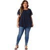 Agnes Orinda Women's Plus Size Chiffon 2-Layered Ruffle Short Sleeve Round Neck Top - 3 of 4