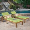 Christopher Knight Home Perla Outdoor Acacia Wood Armless Adjustable Chaise Lounge with Cushion (Set of 2) - 2 of 4