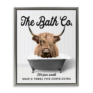 Stupell Industries Bubble Bath Highland Cow Black Framed Floater Canvas Wall Art - 1 of 4