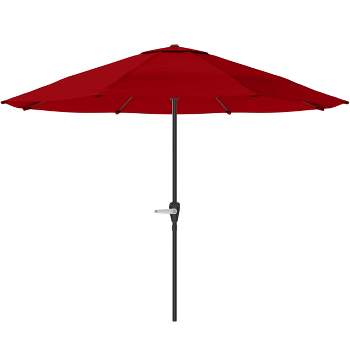 Nature Spring Steel Patio Umbrella for Table - Great for Deck, Balcony, Porch, Backyard, or Poolside - 9', Red