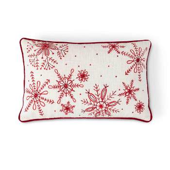 Park Hill Collection Snowflake Embroidered Cotton Pillow
