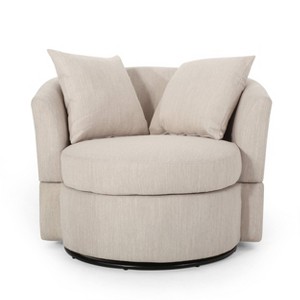 Smyrna Contemporary Upholstered Swivel Club Chair - Christopher Knight Home - 1 of 4