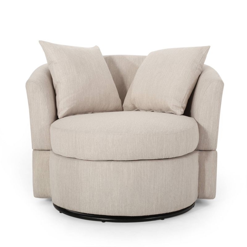 Smyrna Contemporary Upholstered Swivel Club Chair - Christopher Knight Home, 1 of 11