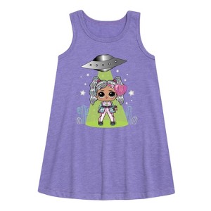 Girls' - LOL Surprise! - Astro Alien Doll Graphic Sleeveless Aline Dress - 1 of 3