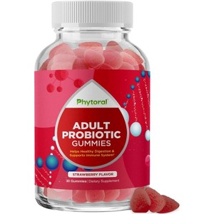 Probiotic Gummies for Adults, 5 Billion CFU Probiotics for Gut Health, Upset Stomach Relief, & Immune Support, Helps Healthy Digestion, Phytoral, 30ct - 1 of 4