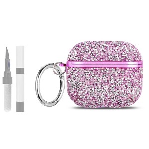HTUTWOO for Airpods Pro 3 Diamond Case, Rhinestone Bling Glitter Shockproof Protective Cover with Keychain for Girls and Women - 1 of 4
