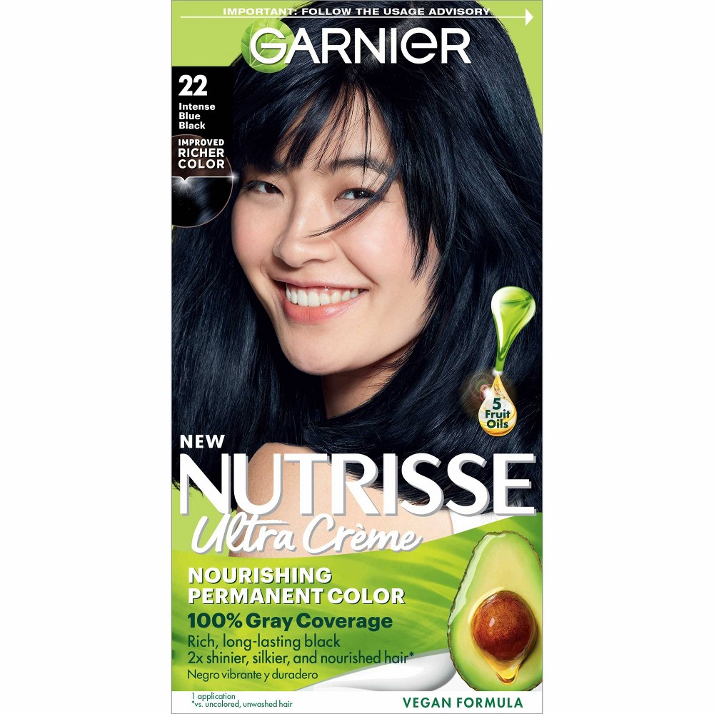 Photos - Hair Dye Garnier Nutrisse Nourishing Permanent Hair Color Creme - 22 Intense Blue B 