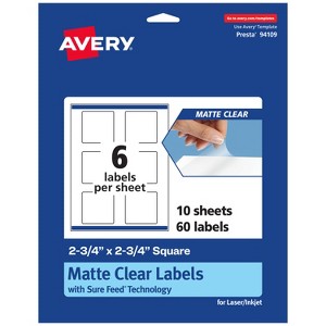 Avery Matte Clear Labels,  2-3/4" x 2-3/4" Square - 1 of 4