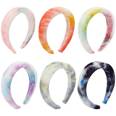 Glamlily 6 Pack Tie-Dye Padded Headband for Women, Puffy Hair Accessories