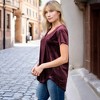 Amaryllis Women's Short-Sleeve Casual V-Neck Velvet High Low Tee Soft Luxurious Rich Texture - 3 of 4