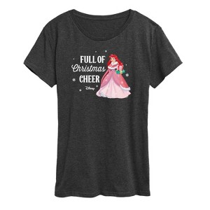 Women's - Disney - Full Of Christmas Cheer Ariel Short Sleeve Graphic T-Shirt - 1 of 4