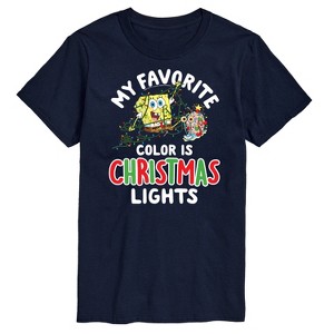 Men's - SpongeBob SquarePants - My Favorite Color Is Christmas Lights Spongebob and Gary Short Sleeve Graphic T-Shirt - 1 of 4